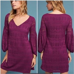 Maeve by Anthropologie Laila Plum Long Sleeve Mini Dress Size XS